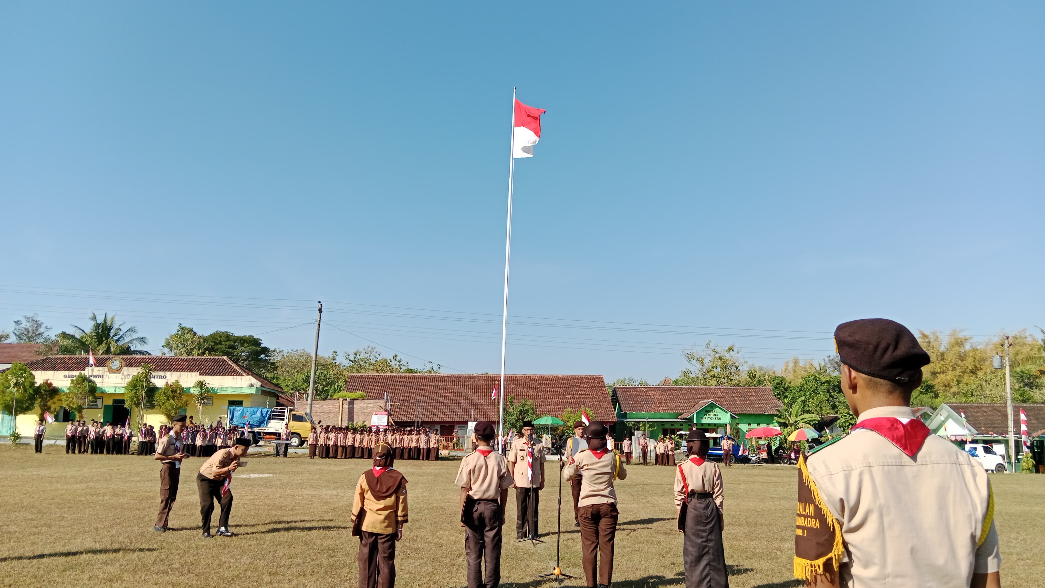 Upacara memperingati Hari Pramuka ke-63 di Kecamatan Giritontro, Wonogiri.