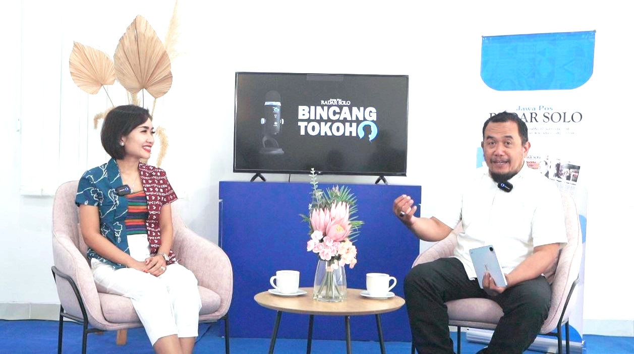 Untung Wina Sukowati blak-blakan di podcast Bincang Toko di kantor Radar Solo, Kamis (15/8/2024).