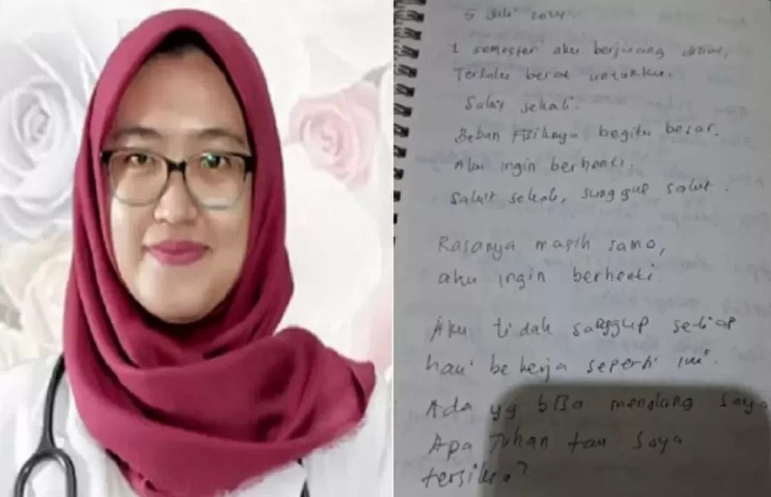 Isi buku diary yang ditulis Aulia Risma Lestari sebelum bunuh diri, dokter muda mahasiswi PPDS Undip Semarang.