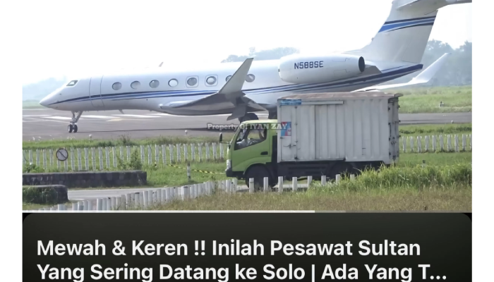 Pesawat Gulfstream Aerospace G650ER ketahuan sering parkir dan mondar-mandir Bandara Adi Soemarmo, Solo.