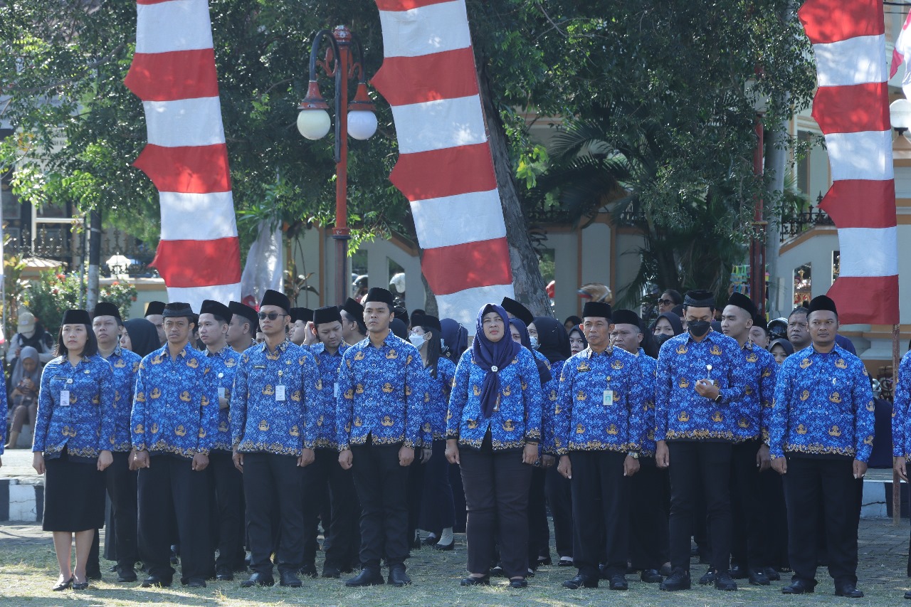 ASN di lingkungan Pemkab Wonogiri mengikuti upacara belum lama ini.