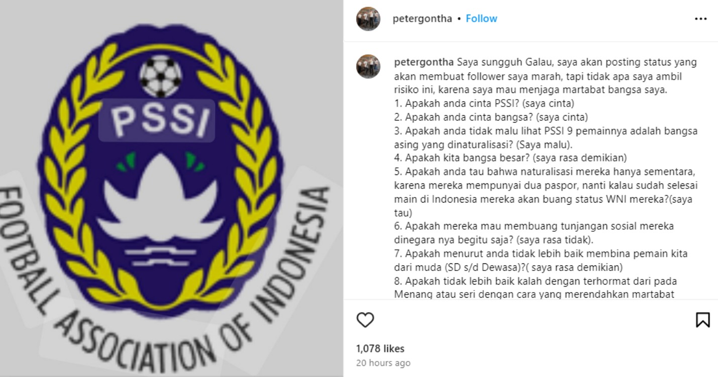 Unggahan Peter Gontha yang jadi viral.