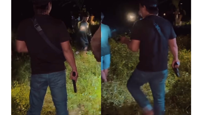 Tangkapan layar anggota polisi melakukan pengejaran terhadap terduga pelaku pembunuhan Nia Kurnia Sari, gadis penjual gorengan di Padang Pariaman.