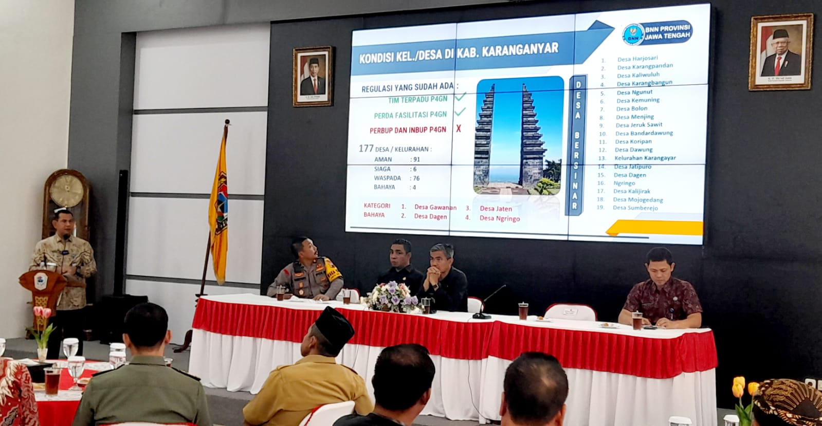BNN Provinsi Jawa Tengah memaparkan daerah rawan peredaran narkoba di Karanganyar, Kamis (19/9/2024). (Rudi Hartono/Radar Solo)