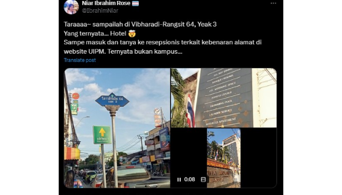 Netizen yang mencari lokasi kampus UIPM Thailand, justu menemukan horel dan apartemen.