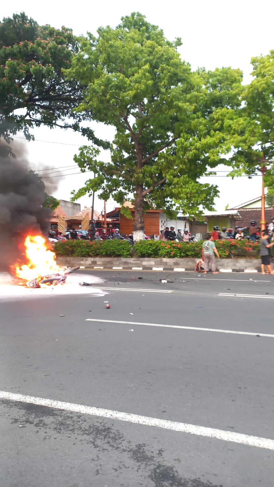 Kecelakaan di Jalan Jenderal Sudirman, Kampung Gambusan, Kelurahan Jombor, Kecamatan Bendosari, tepatnya di depan SPBU Jombor, Kamis (3/10/2024).