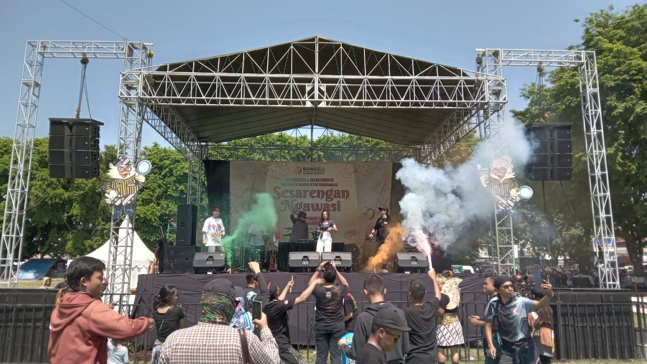 Ilustrasi panggung hiburan yang digelar Bawaslu Kabupaten Sukoharjo di Alun-Alun Satya Negara, akhir pekan lalu.