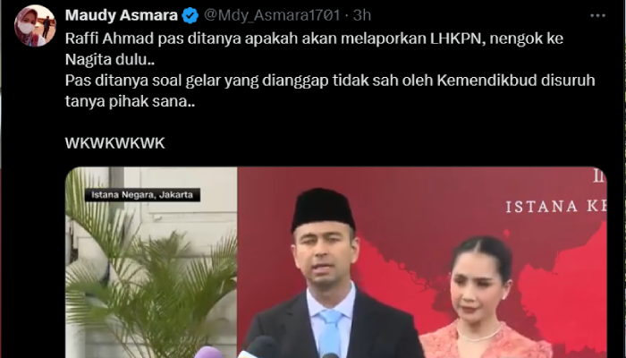 Reaksi Raffi Ahmad saat ditanya soal kesediaannya menyampaikan LHKPN jadi sorotan netizen.