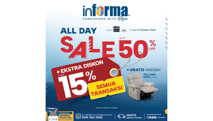 Informa hadirkan program #BersamaWujudkanMimpi dengan All Day Sale 50%.