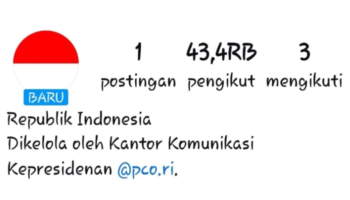 Akun Instagram Republik Indonesia yang sudah centang biru.