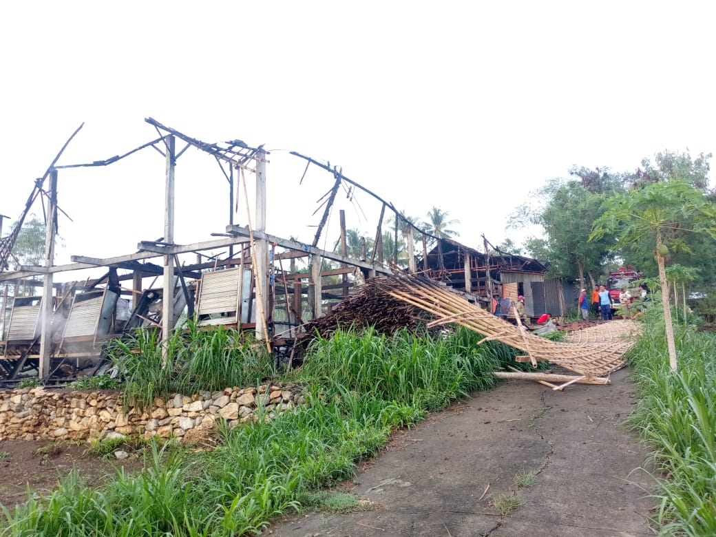 Kandang ayam di Desa Tubokarto, Pracimantoro, Wonogiri yang dilalap api, Senin (4/11/2024).
