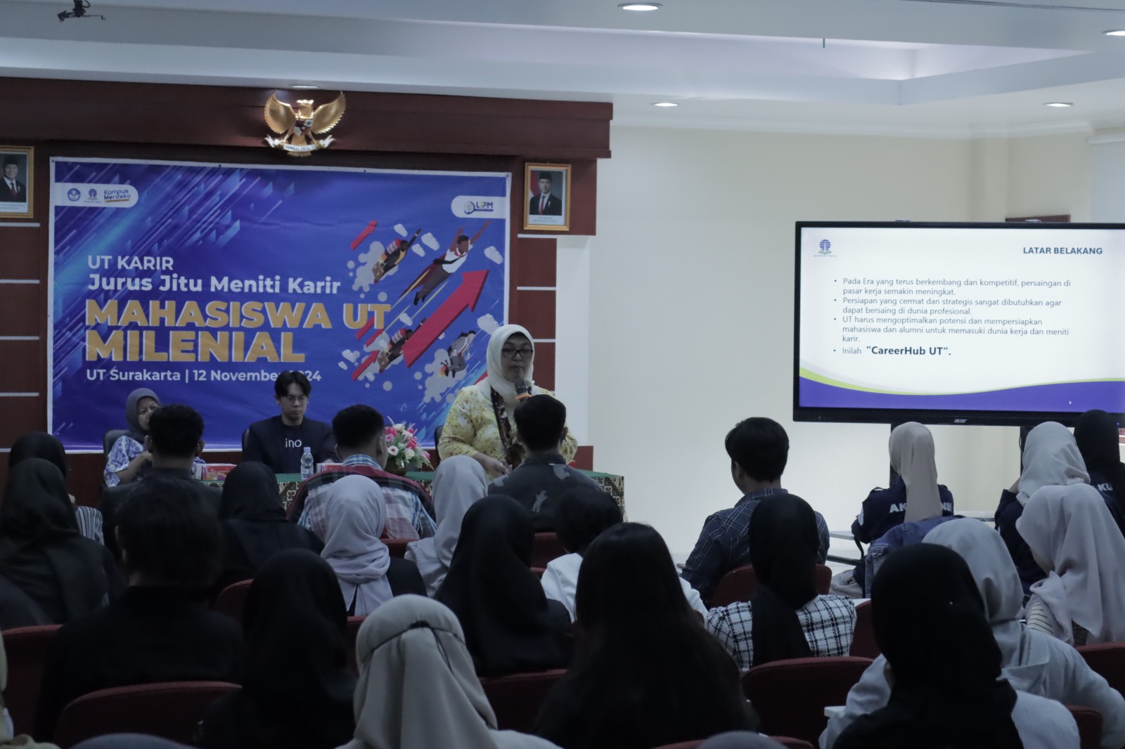 Pelatihan karir bertajuk "UT Karir: Jurus Jitu Meniti Karir Mahasiswa UT Millennial", Rabu (13/11/2024).