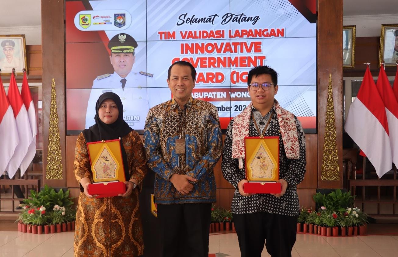 Bupati Wonogiri Joko Sutopo saat penyambutam tim validasi lapangan IGA 2024 di pendapa Rumah Dinas Bupati Wonogiri, Kamis (14/11/2024).