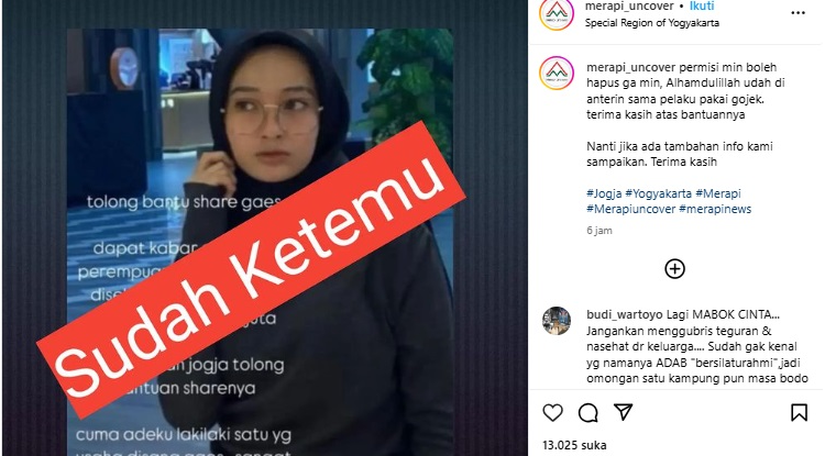 Potongan layar soal isu penyekapan mahasiswi di Sleman.
