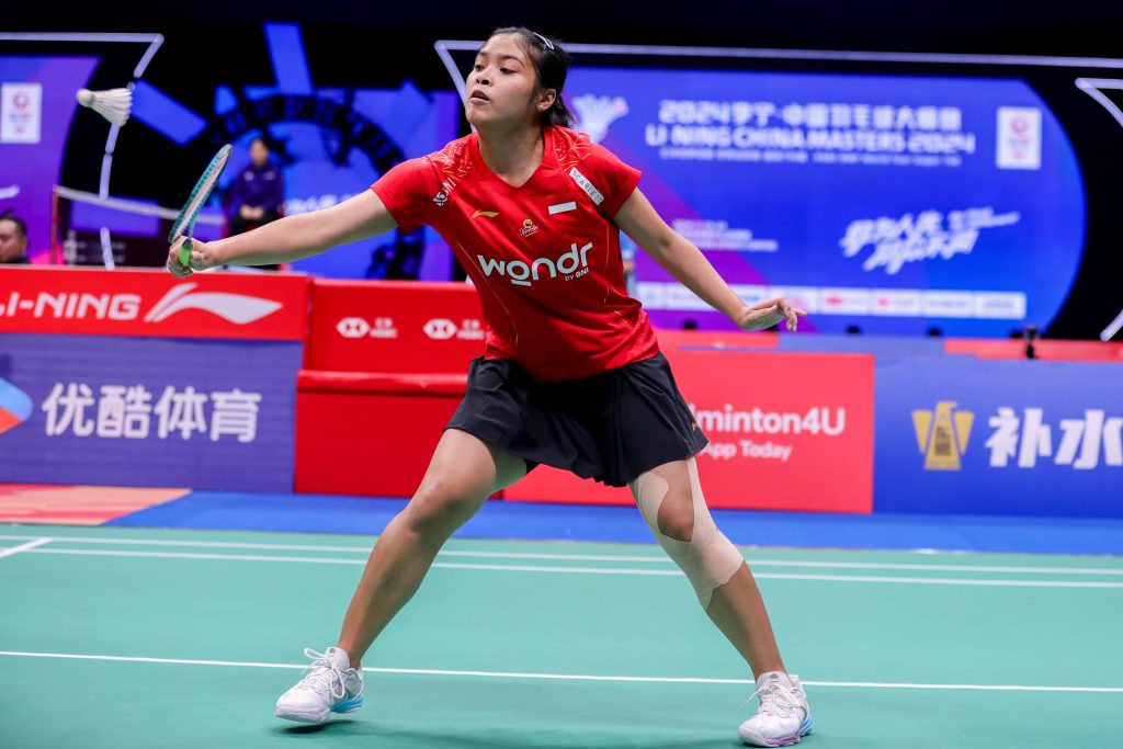 Gregoria Mariska saat bertanding di China Masters 2024 (20/11