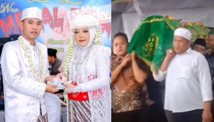 Rika Amiyana dan Nur Kholiq usai ijab kabul (kiri). Jenazah Rika Amiyana dalam keranda.