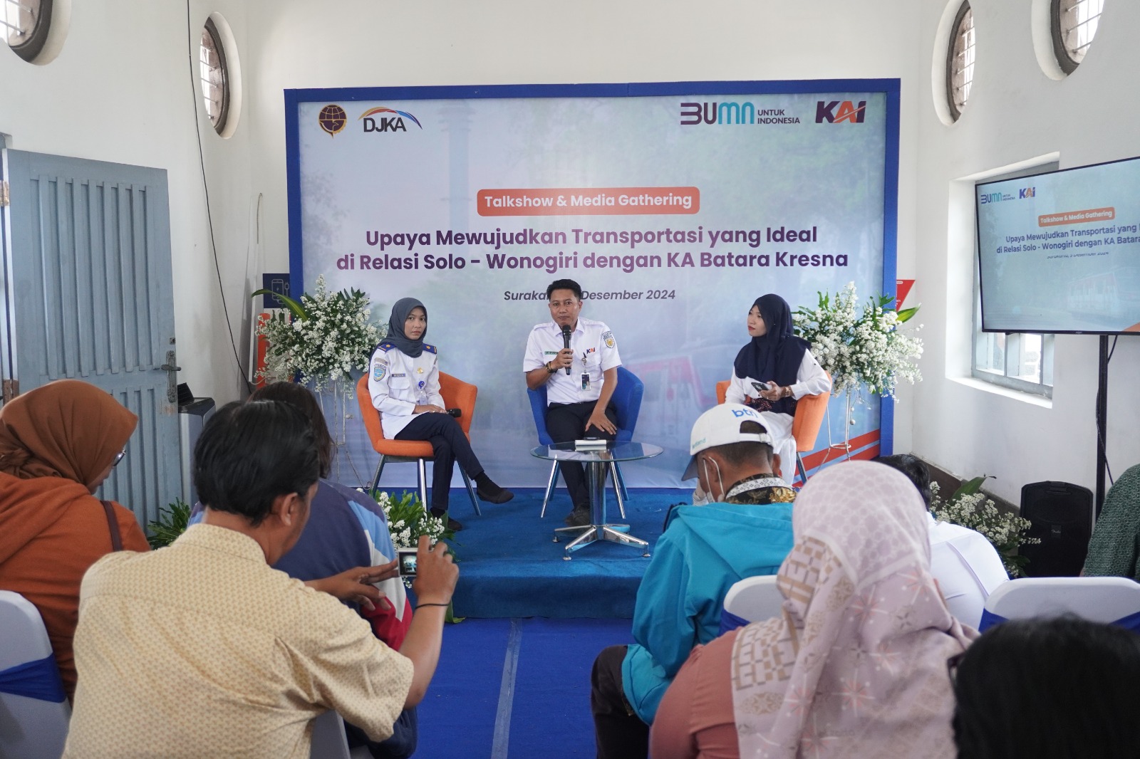 Talkshow dan media gathering bertema &ldquo;Upaya Mewujudkan Transportasi yang Ideal di Relasi Solo &ndash; Wonogiri dengan KA Batara Kresna&rdquo; di Stasiun Solo Kota, Kamis (5/12/2024).