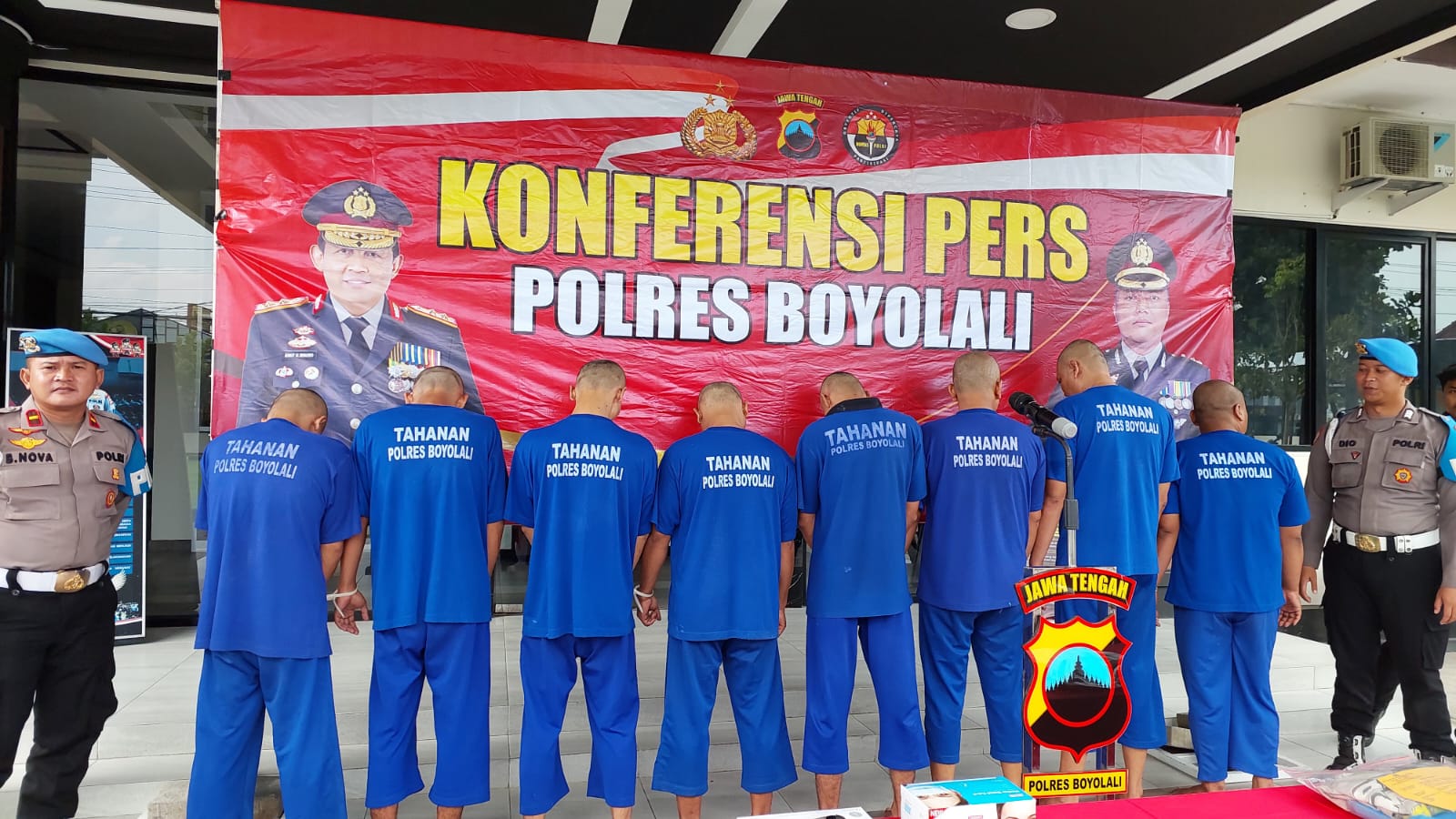 8 tersangka penyiksaan terhadap anak umur di Desa Banyusri, Kecamatan Wonosegoro, Boyolali ditahan di Mapolres Boyolali.