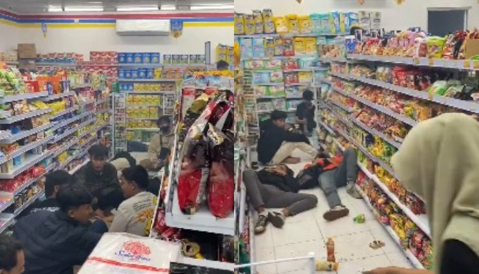 Peserta acara komunitas motor CB di Nganjuk yang bikin resah di Indomaret.