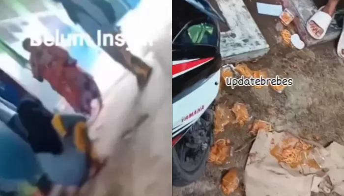 Tangkapan layar viral dagangan makanan milik siswa MTs di Brebes dihancurkan oleh oknum diduga ibu kantin.