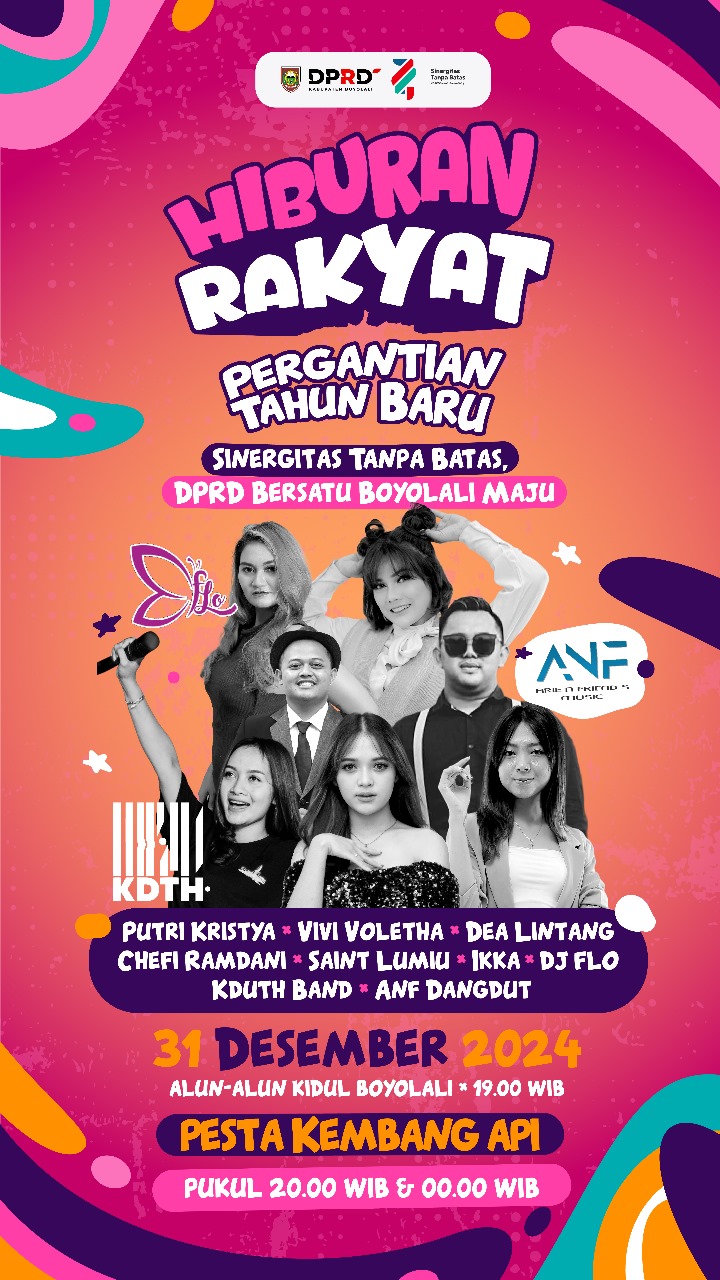 Hiburan Rakyat dan pesta kembang api bakal meriahkan perayaan malam pergantian tahun di Boyolali.