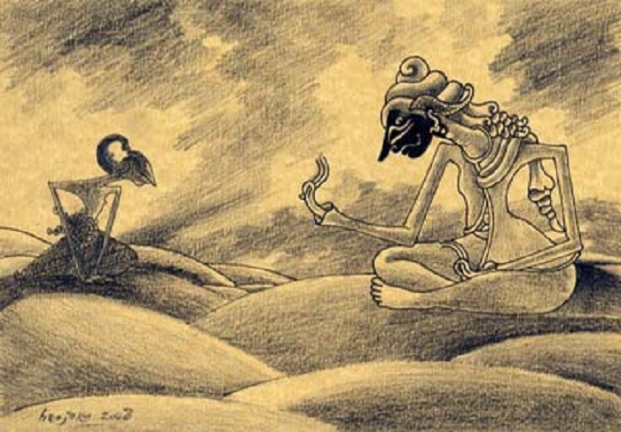 Ilustrasi Begawan Kesawasidi yang mewejangkan Astha Brata kepada Arjuna.