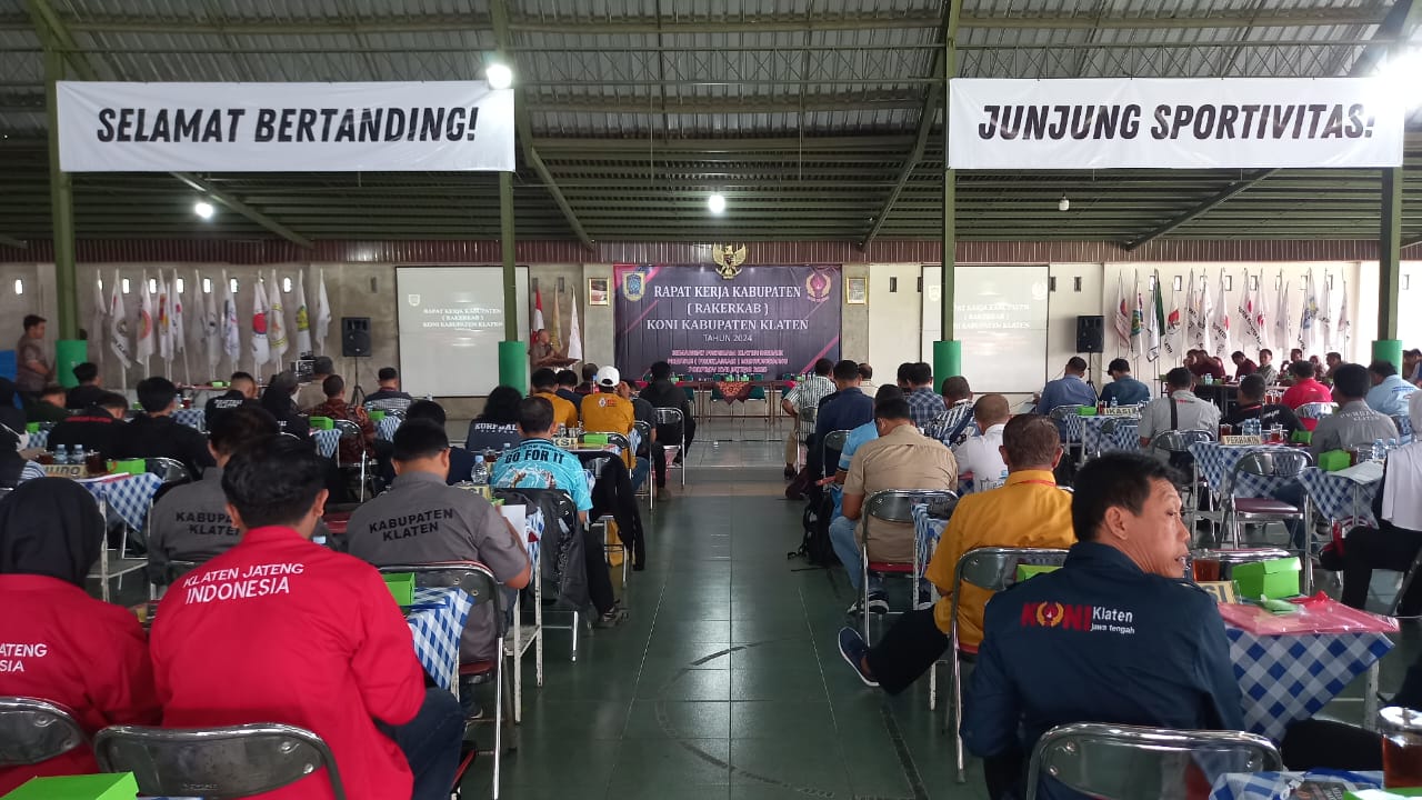Rapat Kerja Kabupaten (Rakerkab) KONI Klaten di Gedung Saroga Kompleks Kantor KONI, Desa Jonggrangan, Klaten Utara.