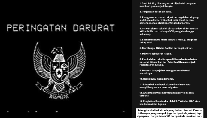 Tagar Peringatan Darurat dan Garuda Hitam jadi trending di X.
