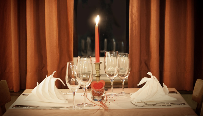Candle light dinner.