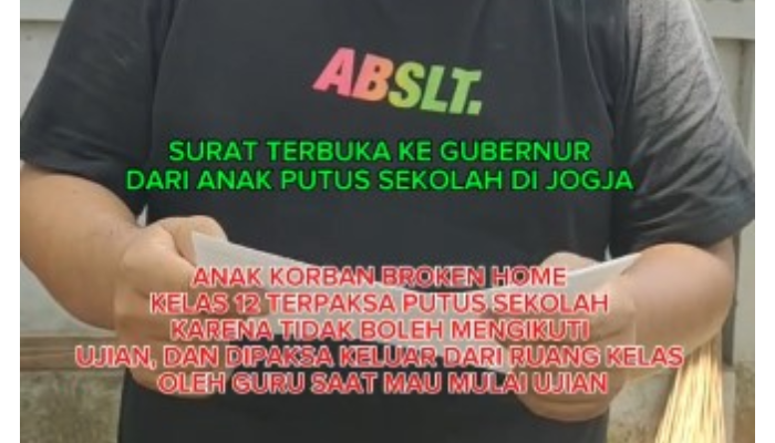 Pengakuan siswa SMK di Sleman, Jogja yang tak bisa ikuti ujian karena nunggak bayaran sekolah, hingga akhirnya bikin surat terbuka ke Gubernur DIY.