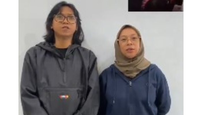 Personel band punk Sukatani saat sampaikan permintaan maaf ke institusi Polri.