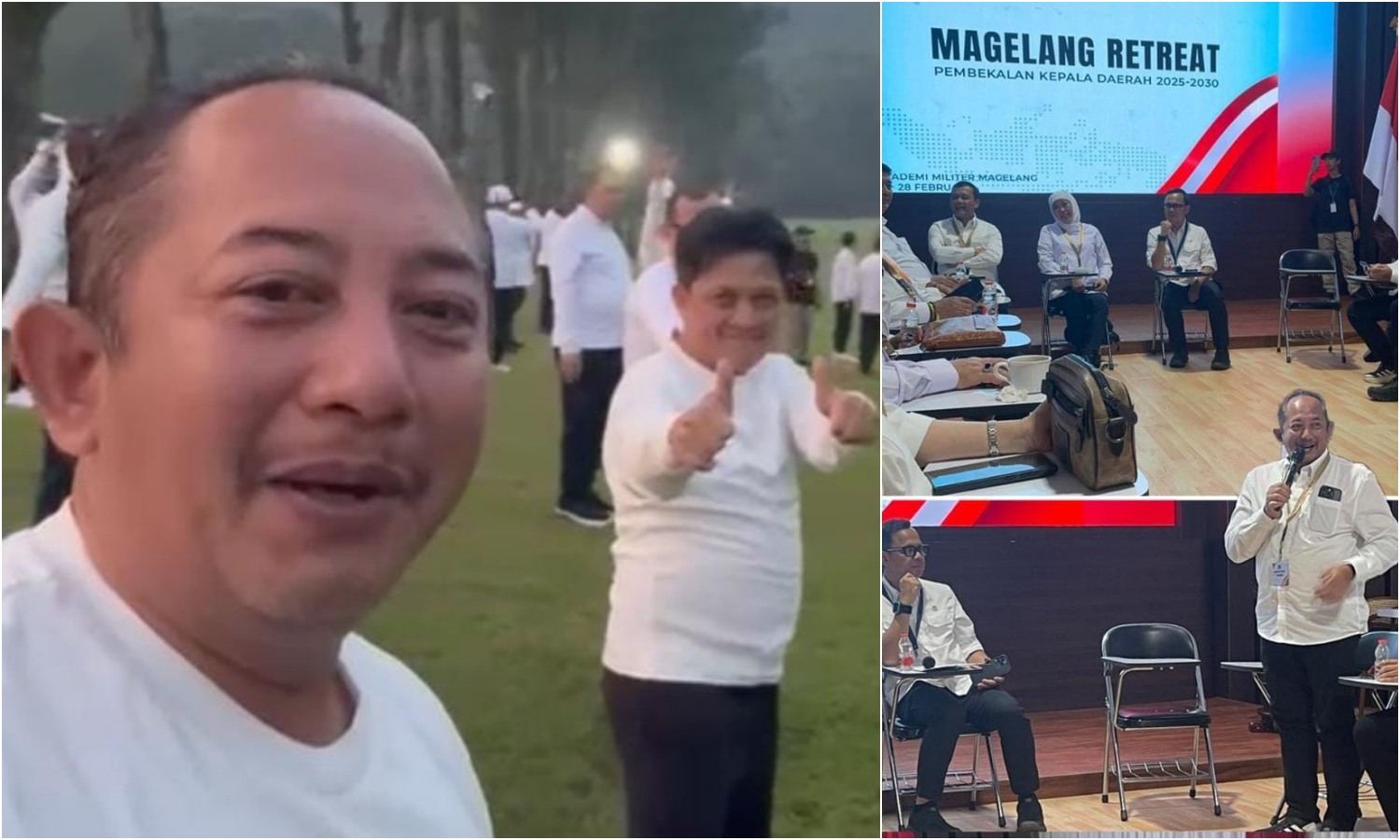 Tangkapan layar video kegiatan Bupati Karanganyar Rober Christanto yang akhirnya mengikuti retret kepala daerah di Magelang.