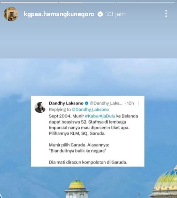Unggahan Dandhi Laksono yang jadi perhatian Putra Mahkota Keraton Solo.