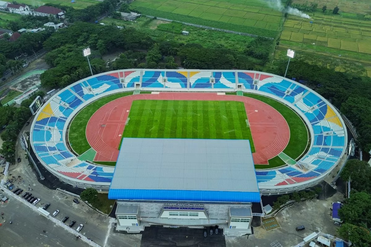 Kondisi terbaru Stadion Kanjuruhan pascarenovasi.