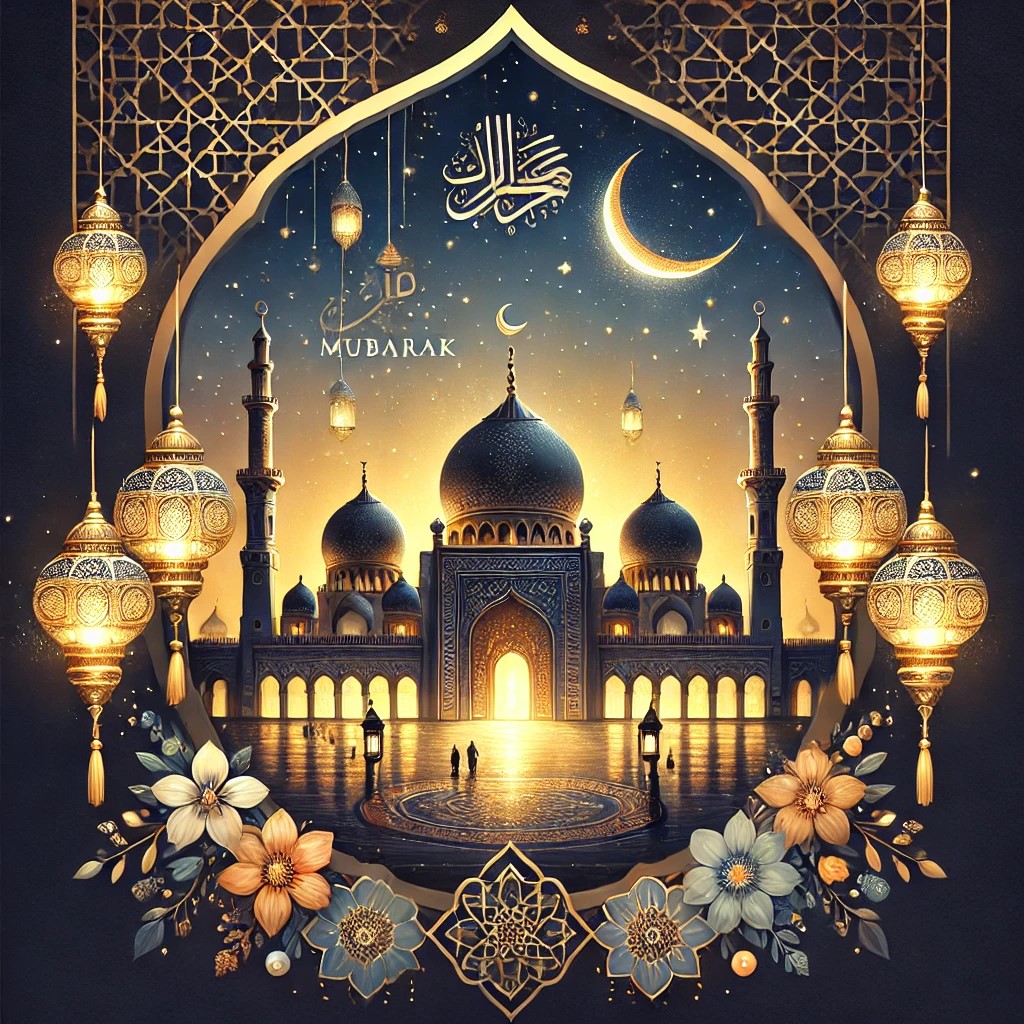 Ilustrasi kartu Lebaran.
