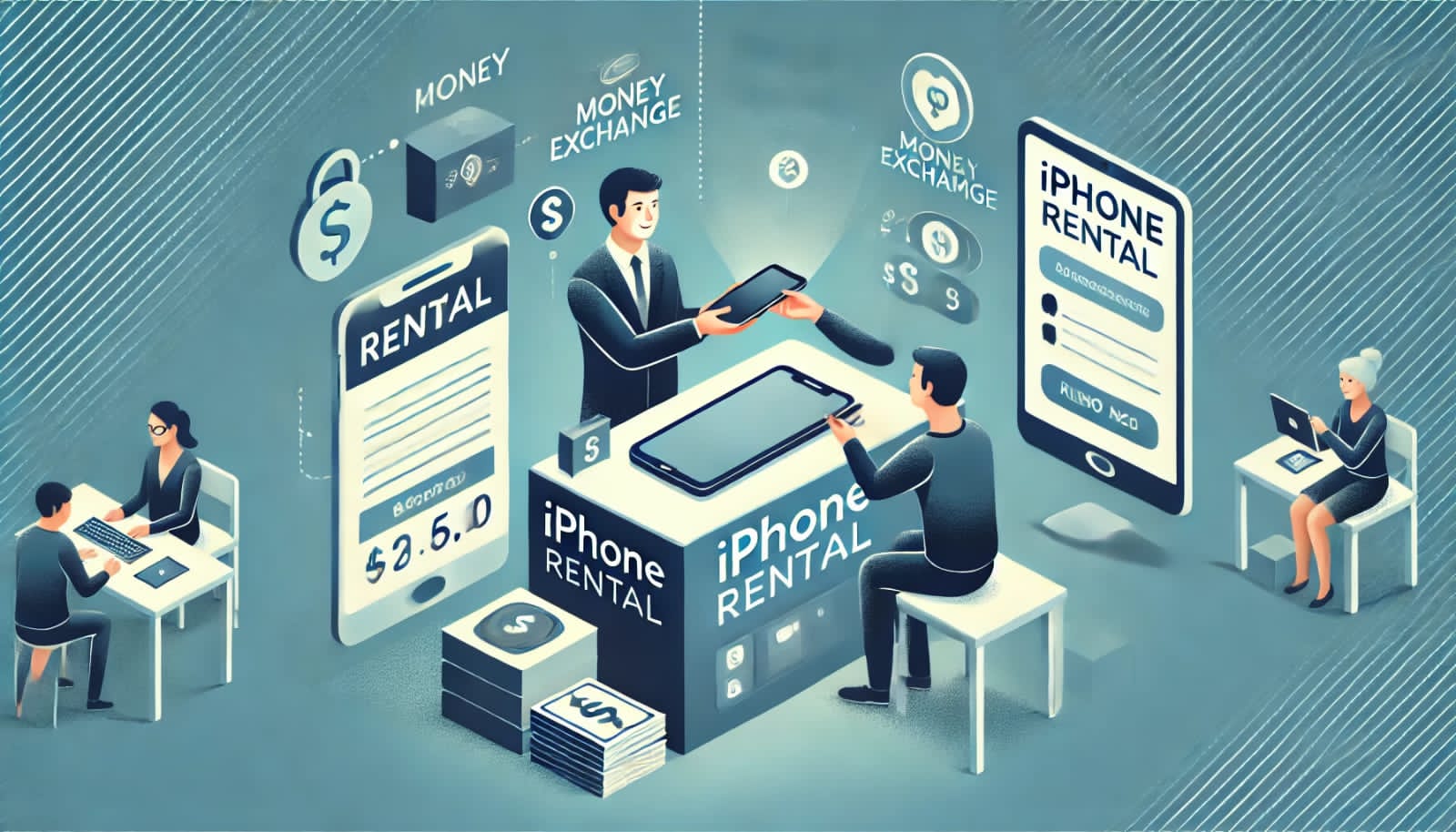 Ilustrasi penyewaan Iphone.