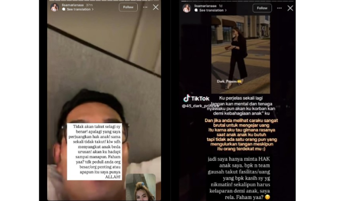 Cuplikan Instagram Stoty Lisa Mariana terkait dugaan perselingkuhan dengan seorang pria yang dirumorkan adalah Ridwan Kamil.