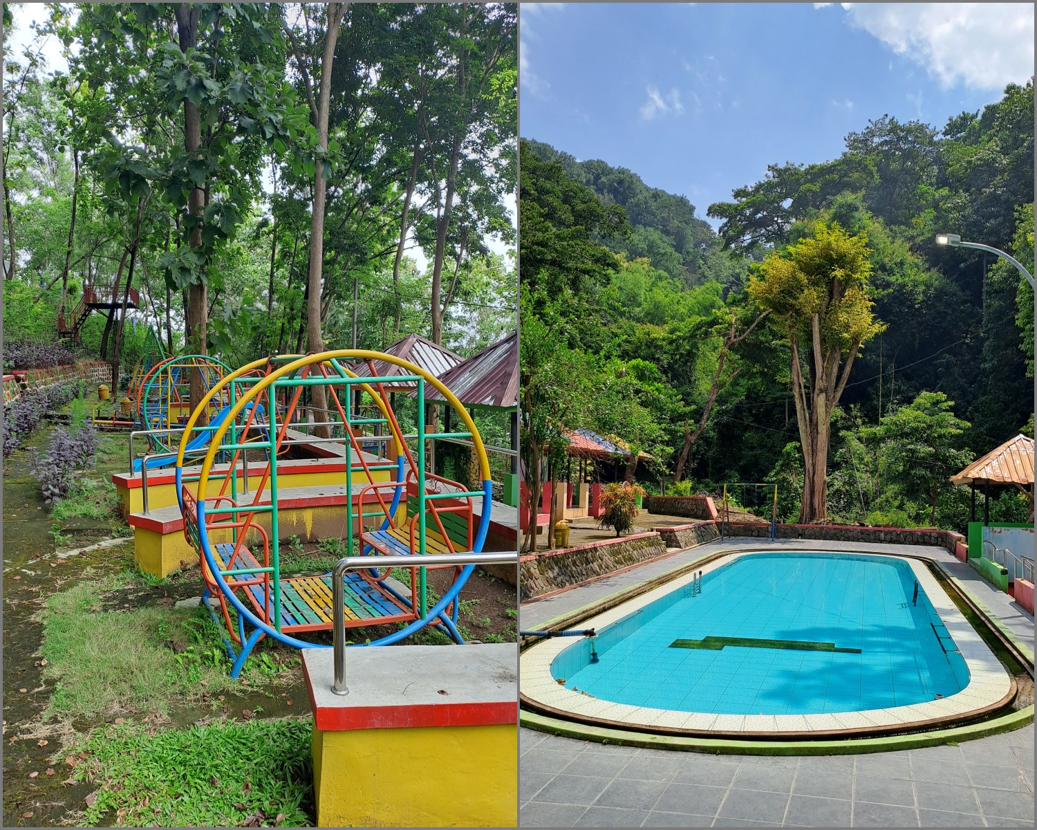 SPOT REFRESHING: Arena bermain anak-anak dan kolam renang di Objek Wisata Batu Seribu.