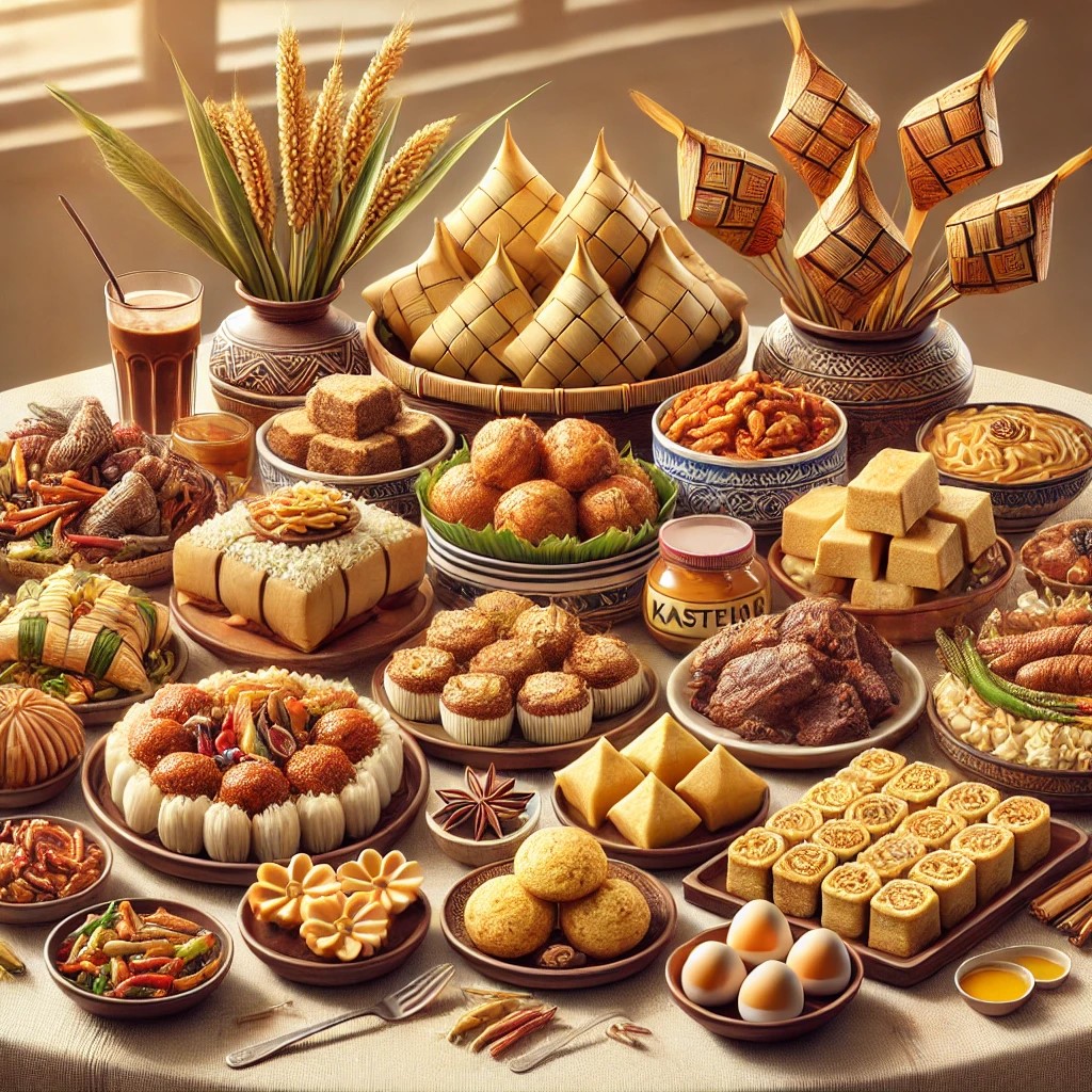 Ilustrasi aneka menu Lebaran.
