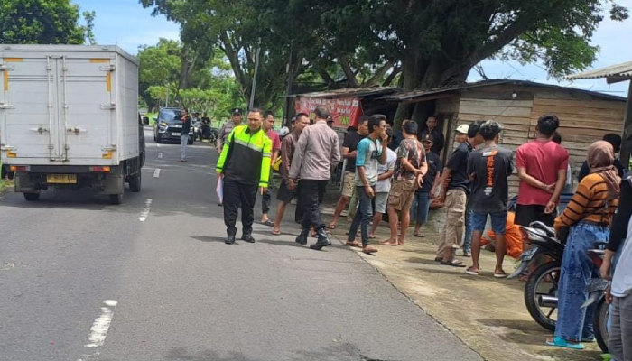 Lokasi kecelakaan yang menewaskan pasutri lansia di Jalan Mojogedang-Karanganyar, Desa Mojogedang.