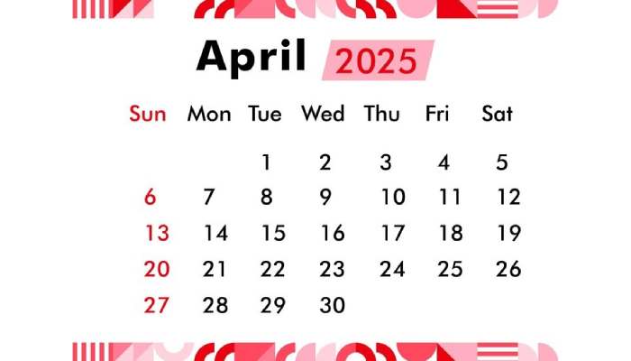 Ilustrasi kalender bulan April 2025.