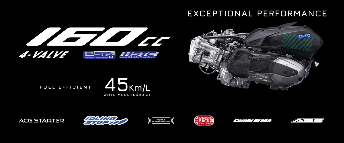 Honda PCX 160 Roadsync dilengkapi dengan mesin 160cc yang sudah menggunakan teknologi PGM-FI