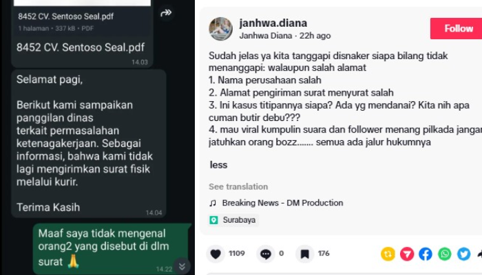 Postingan Jan Hwa Diana di akun TikTok-nya.
