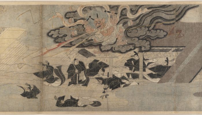 Penggambaran dewa petir, Raijin. Mirip dengan Oni