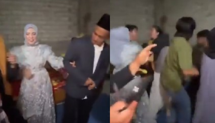 Tangkapan layar pasangan pengantin di Parigi Moutong, Sulawesi Tengah (Sulteng) hingga terjadi insiden pengeroyokan.