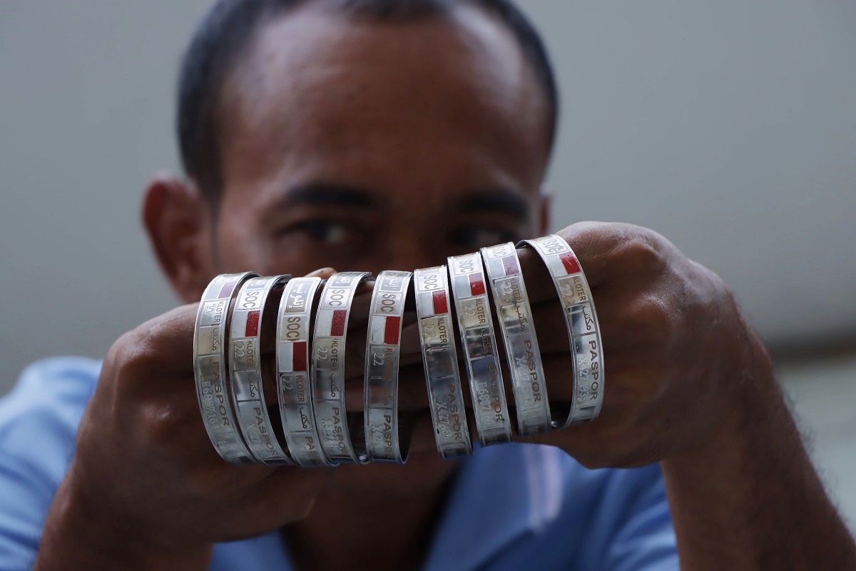 Gelang yang wajib dikenakan jamaah haji selama di Tanah Suci agar mudah dikenali, Selasa (6/5/2025).