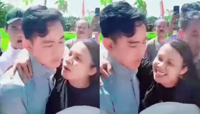 Tangkapan layar saat Mega secara spontanitas memeluk dan hampir mencium Wapres Gibran Rakabuming Raka dalam kunjungannya ke Kupang, NTT.