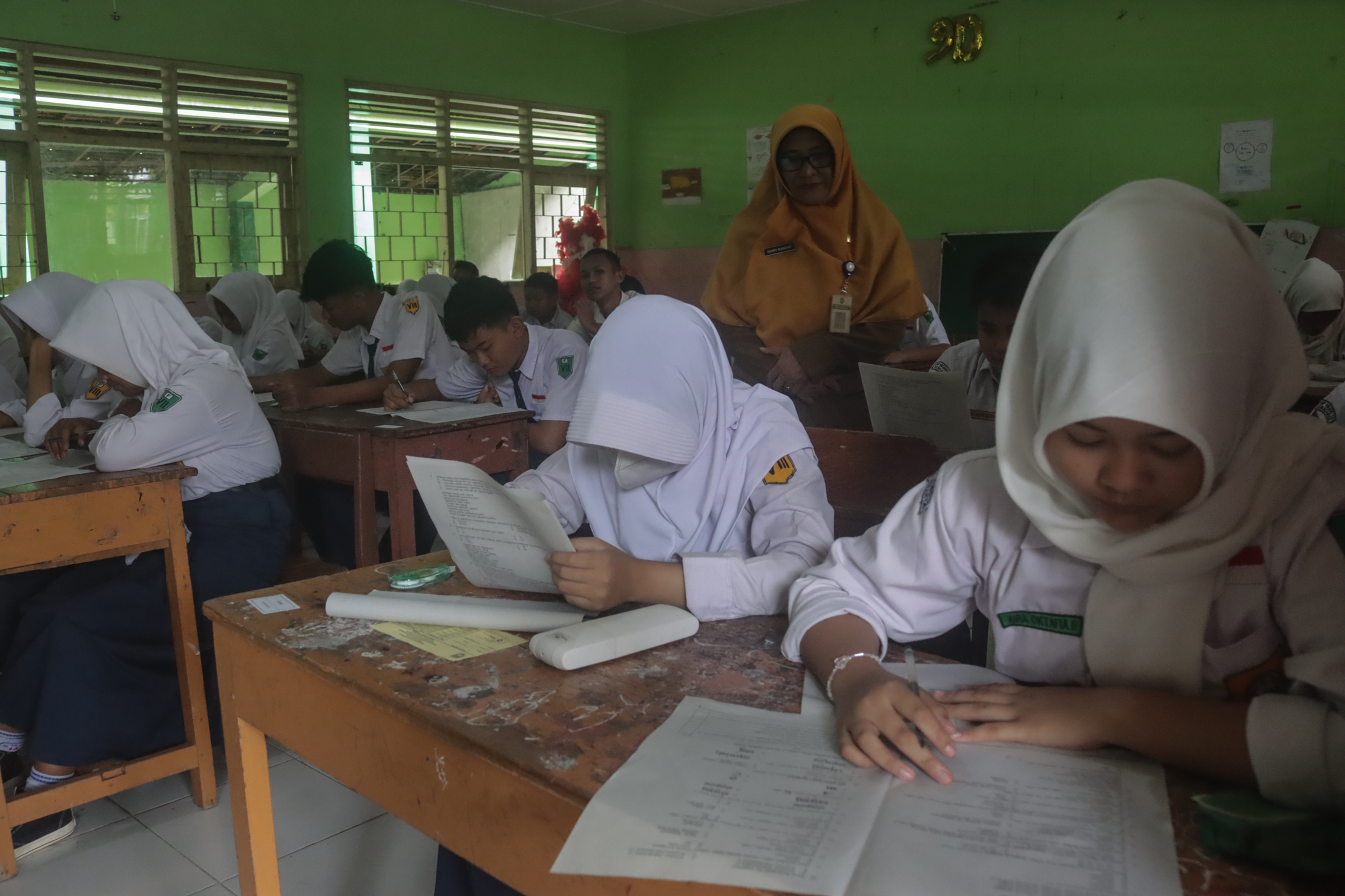 Ilustrasi suasana ujian di salah satu SMP negeri di Kota Solo.
