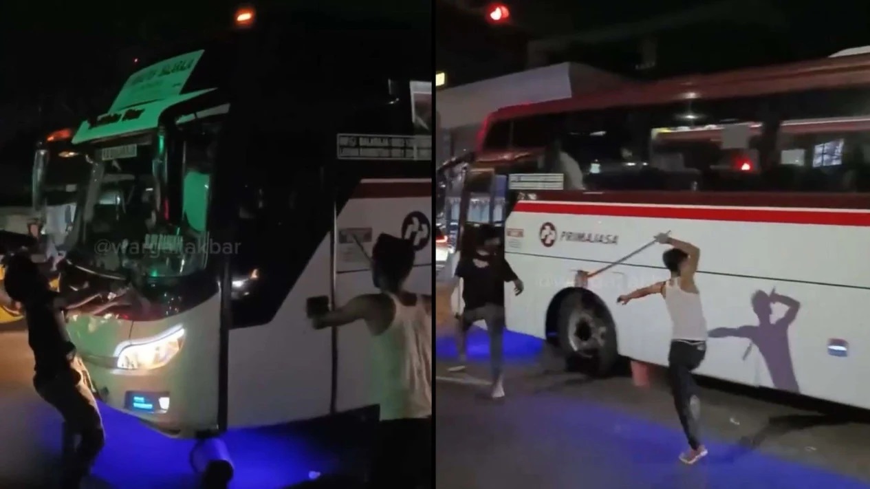 Viral yang memperlihatkan aksi brutal sekelompok pria merusak bus Primajasa hingga penumpang panik, polisi Tangerang Segera Buru Pelaku