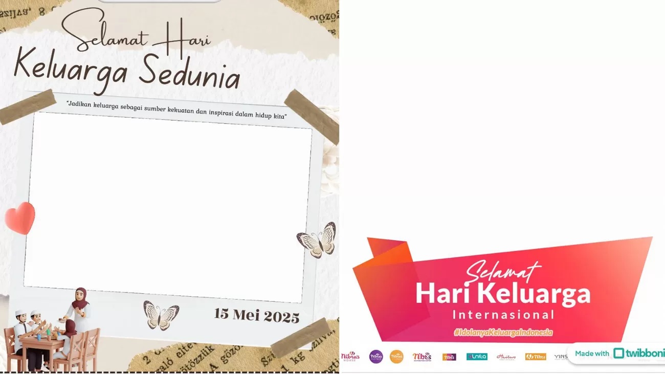Hari ini 15 Mei 2025 bertepatan momen spesial untuk keluarga, berikut Link Twibbon Hari Keluarga Sedunia 2025 buat tunjukkan kasih sayang